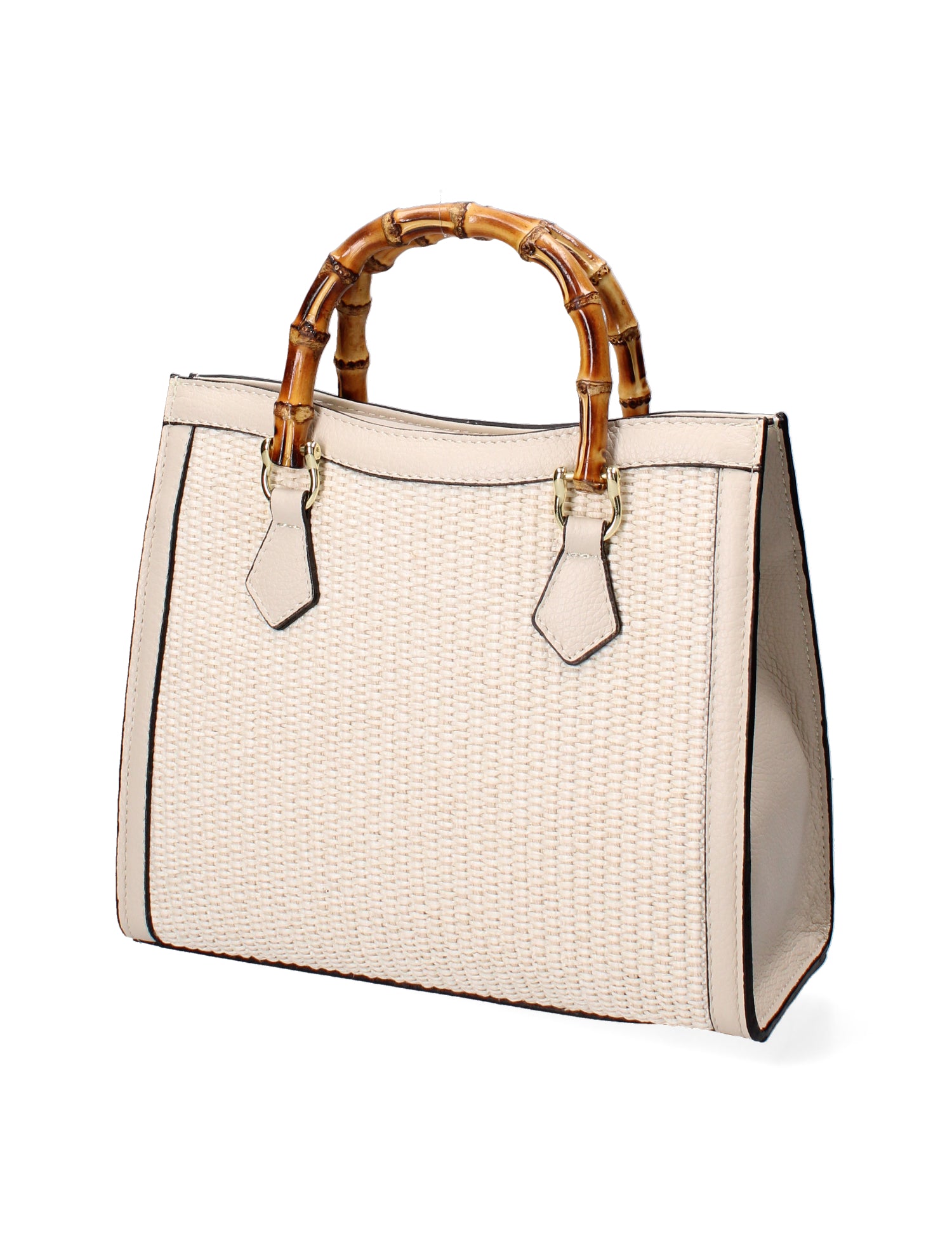 Aella Borsa a mano da donna Paglia e Vera Pelle 5097-148 BEIGE+D37 LATTE Gave Lux