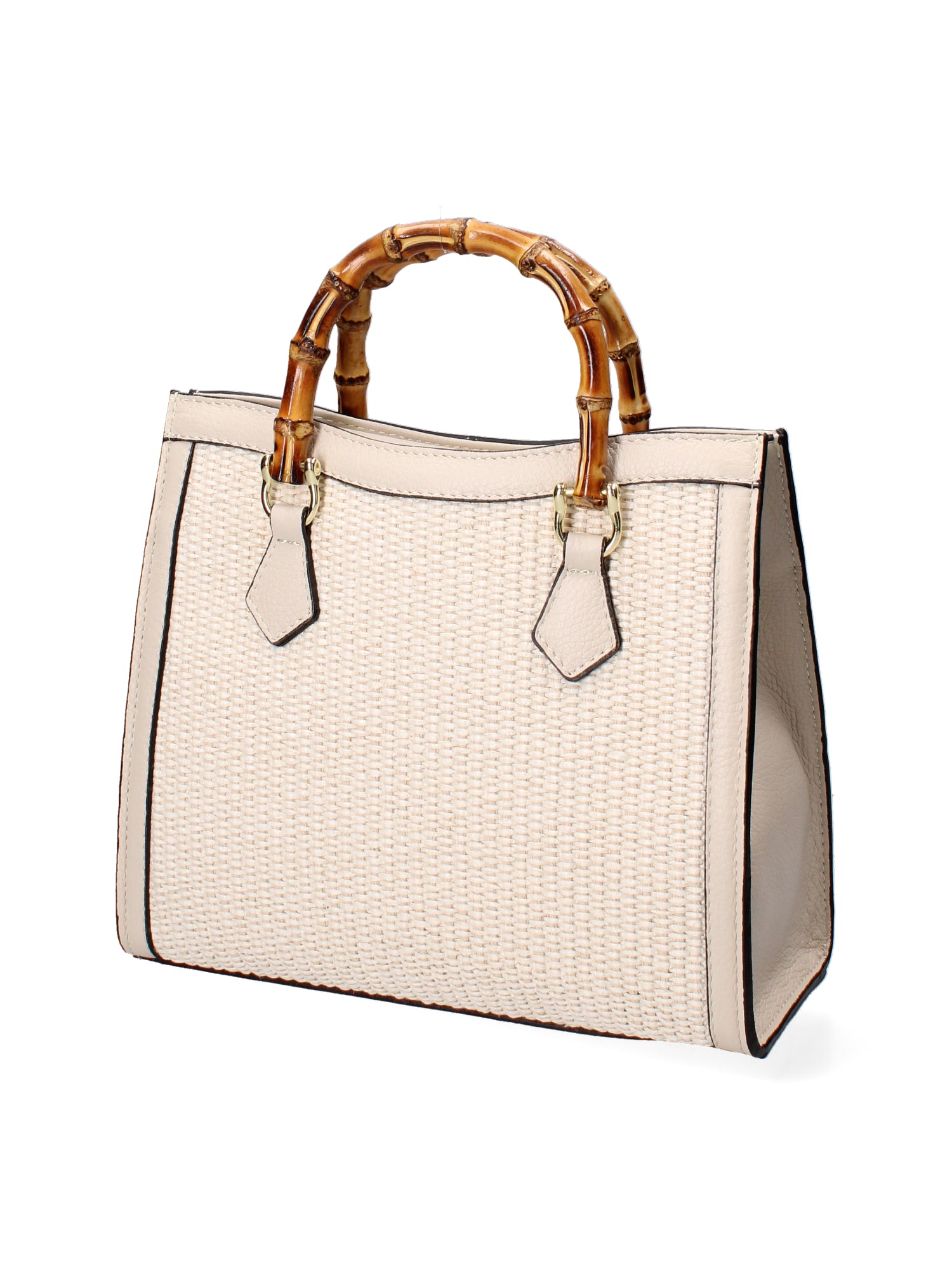 Aella Borsa a mano da donna Paglia e Vera Pelle 5097-148 BEIGE+D37 LATTE Gave Lux