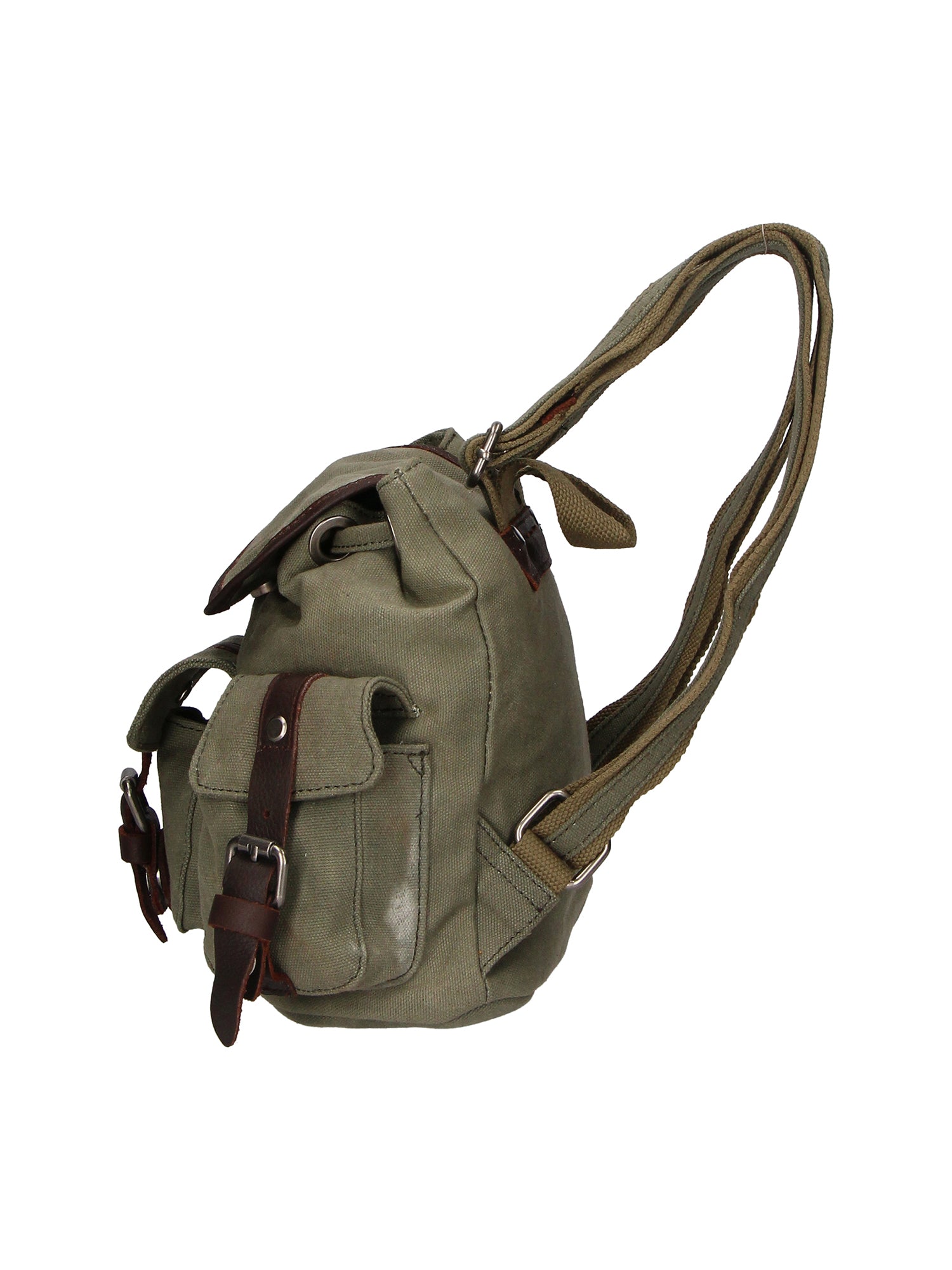 Micaela ZG3006-VERDE GREEN Zaino unisex in canvas e vera pelle Gave Lux