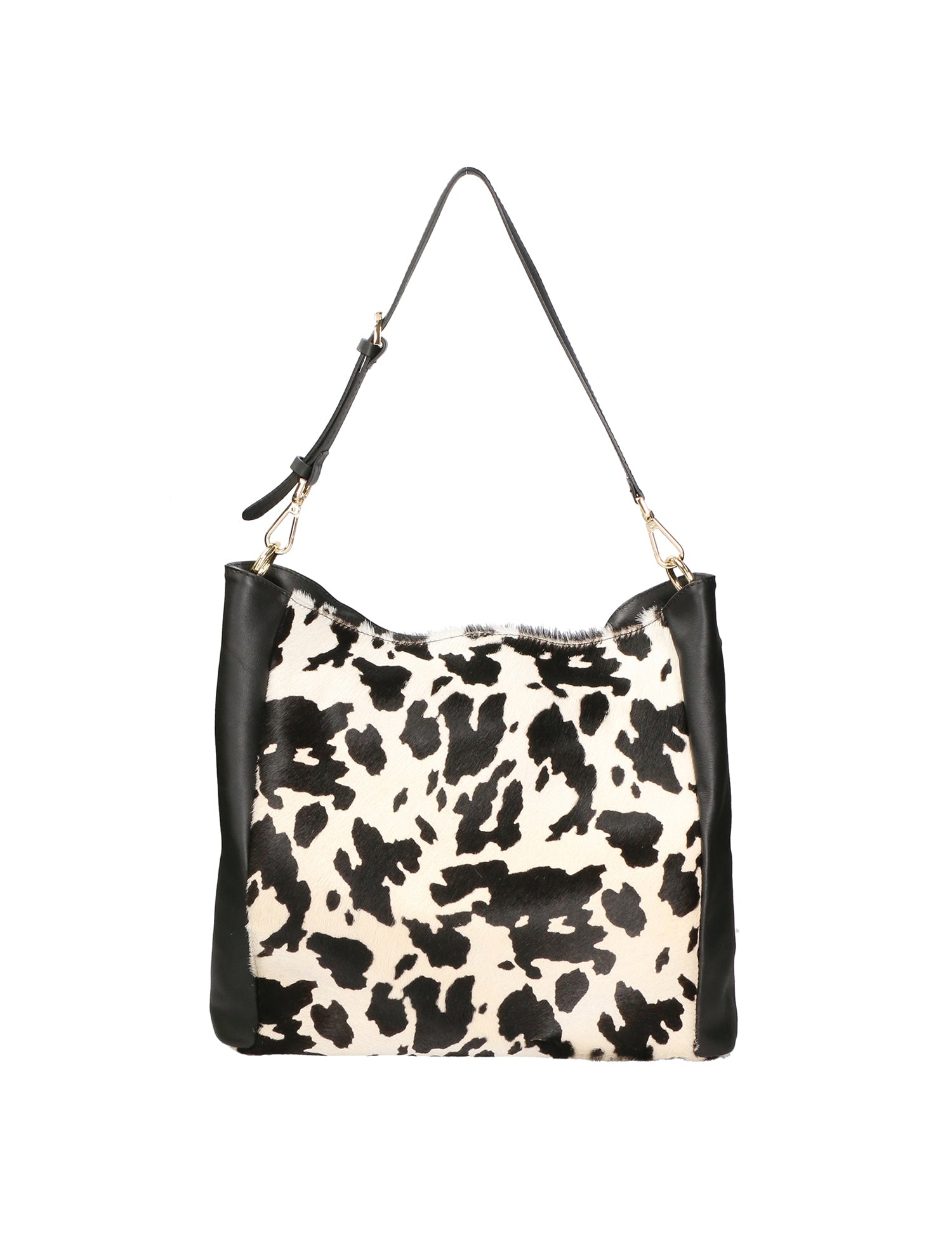 Asia Borsa a spalla da donna Vera pelle 05475-MUCCA BIANCO NERO Gave Lux