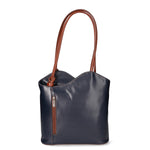 Fabiola Borsa a spalla da donna 100% pelle 9039-BLU MARRONE Gave Lux