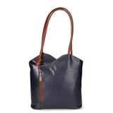 Fabiola Borsa a spalla da donna 100% pelle 9039-BLU MARRONE Gave Lux