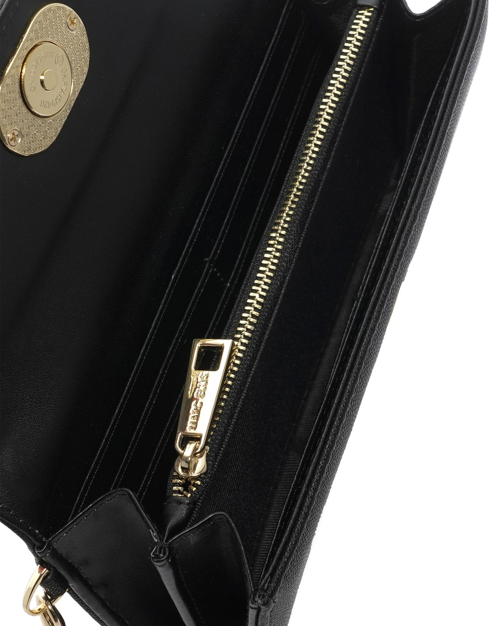 Portafoglio donna 100% poliuretano vegano TESSA-GRAIN-BLACK-GOLD Marc Ellis