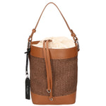 Borsa a secchiello da donna Misto pelle e tessuto MYB-05165-SS-25+S17 CUOIO SCURO My Best Bag