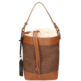 Borsa a secchiello da donna Misto pelle e tessuto MYB-05165-SS-25+S17 CUOIO SCURO My Best Bag