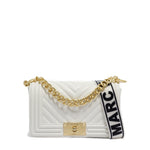 Borsa a mano da donna 100% Pvc FLAT S-WHITE + OFF GOLD Marc Ellis