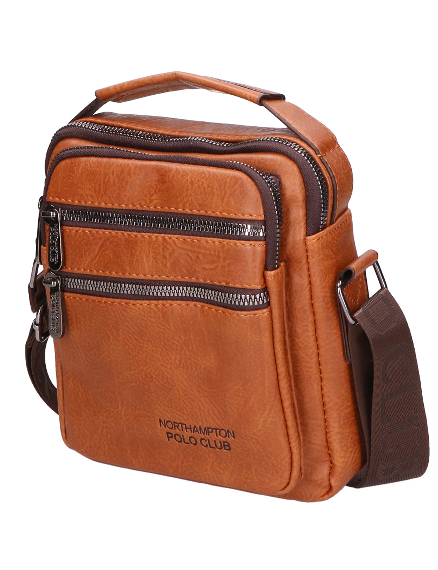 Borsa a tracolla uomo 100% pelle PU PCL3055-BROWN Northampton Polo Club