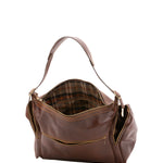 Borsa da viaggio unisex in vera pelle 100% cotone 4037-TESTA DI MORO Alessia Firenze