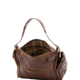 Borsa da viaggio unisex in vera pelle 100% cotone 4037-TESTA DI MORO Alessia Firenze