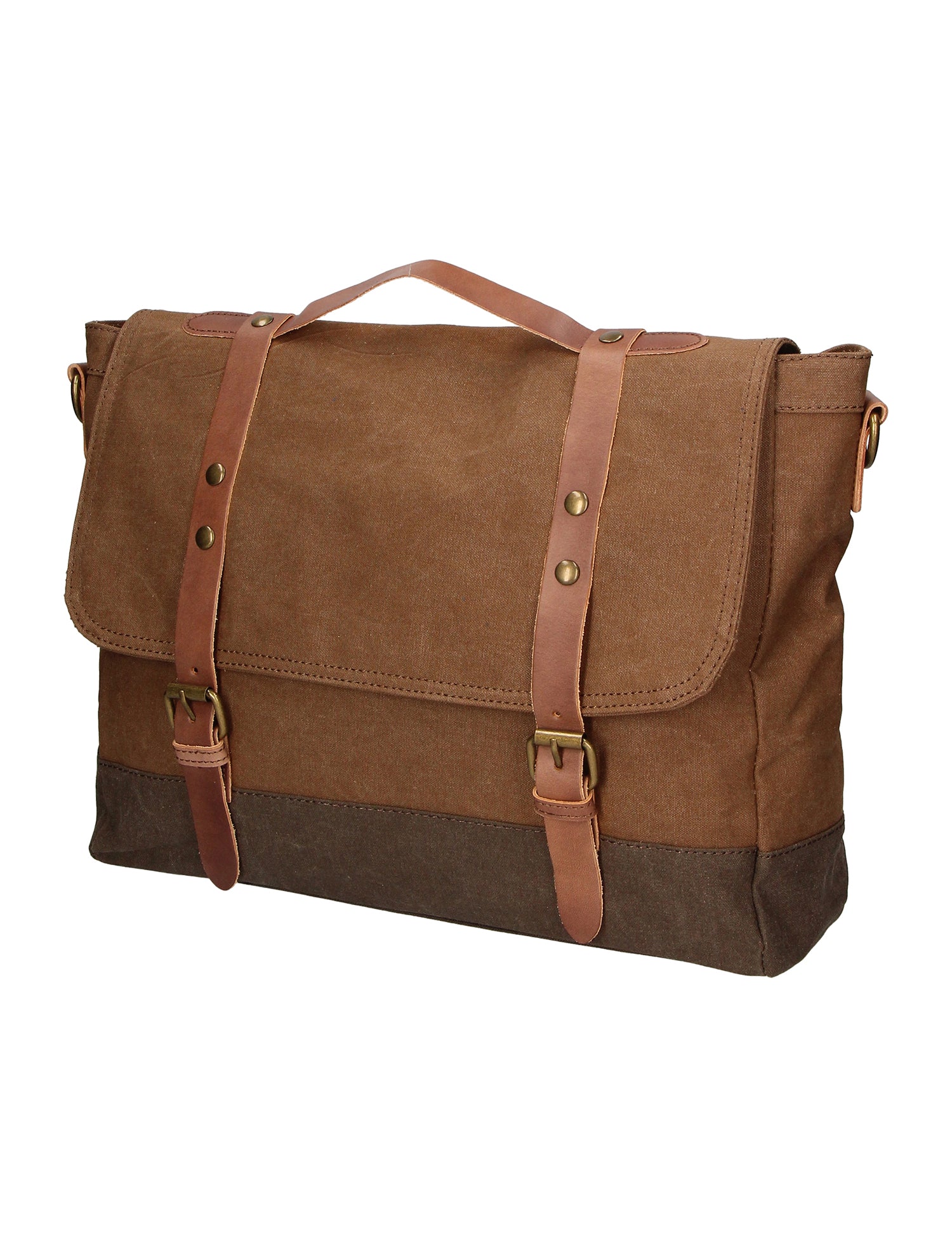 Minerva Borsa a mano unisex Canvas e pelle ZG3011-FANGO TAUPE Gave Lux