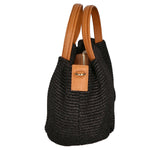 Allegra Borsa a mano da donna Pelle e Paglia 05116-12 NERO CUOIO S44 Gave Lux