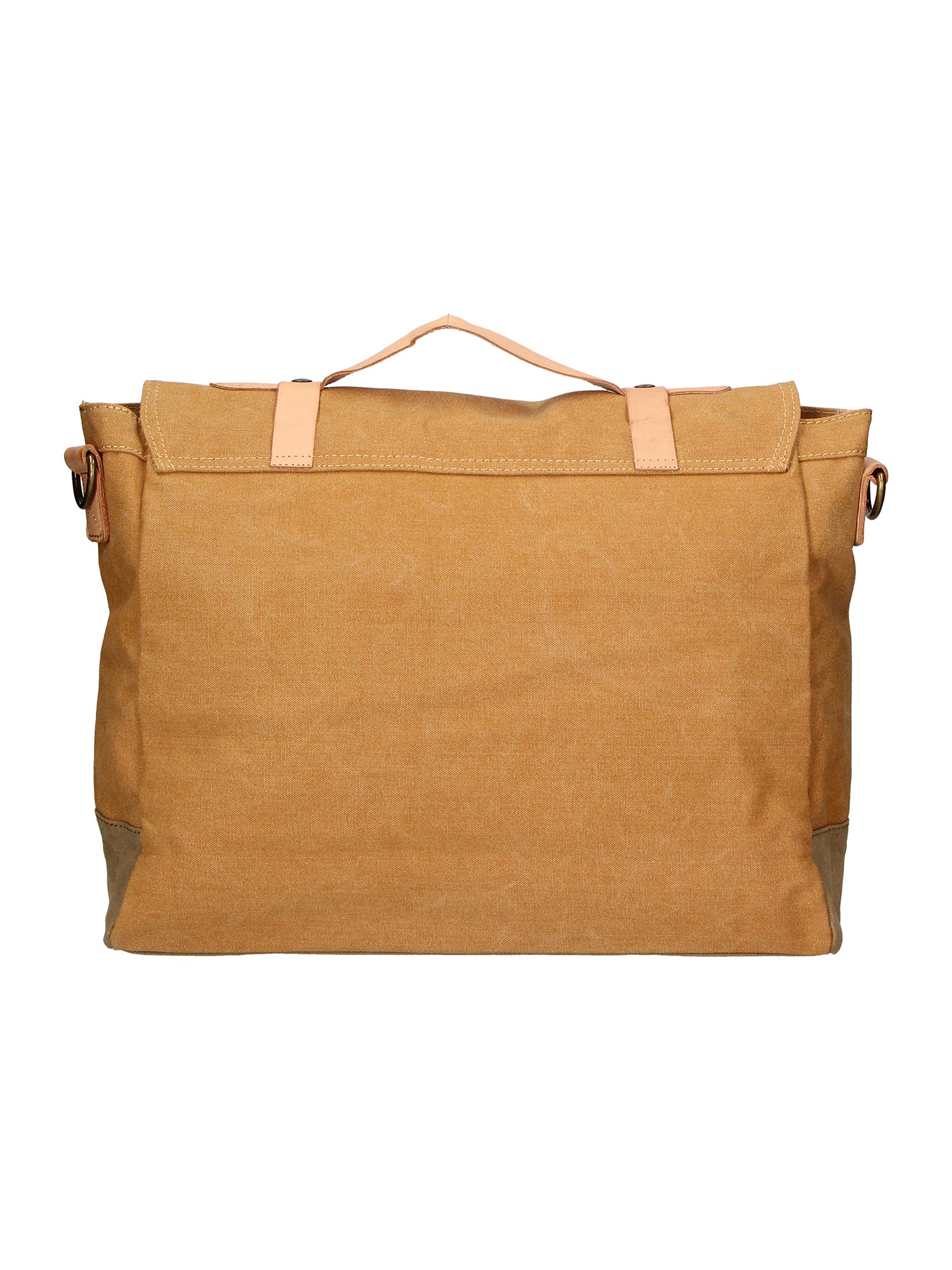 Minerva Borsa a mano unisex Canvas e pelle ZG3011-CUOIO COGNAC Gave Lux