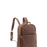 Zaino unisex in vera pelle Made in Italy 100% cotone 4048-TESTA DI MORO Alessia Firenze