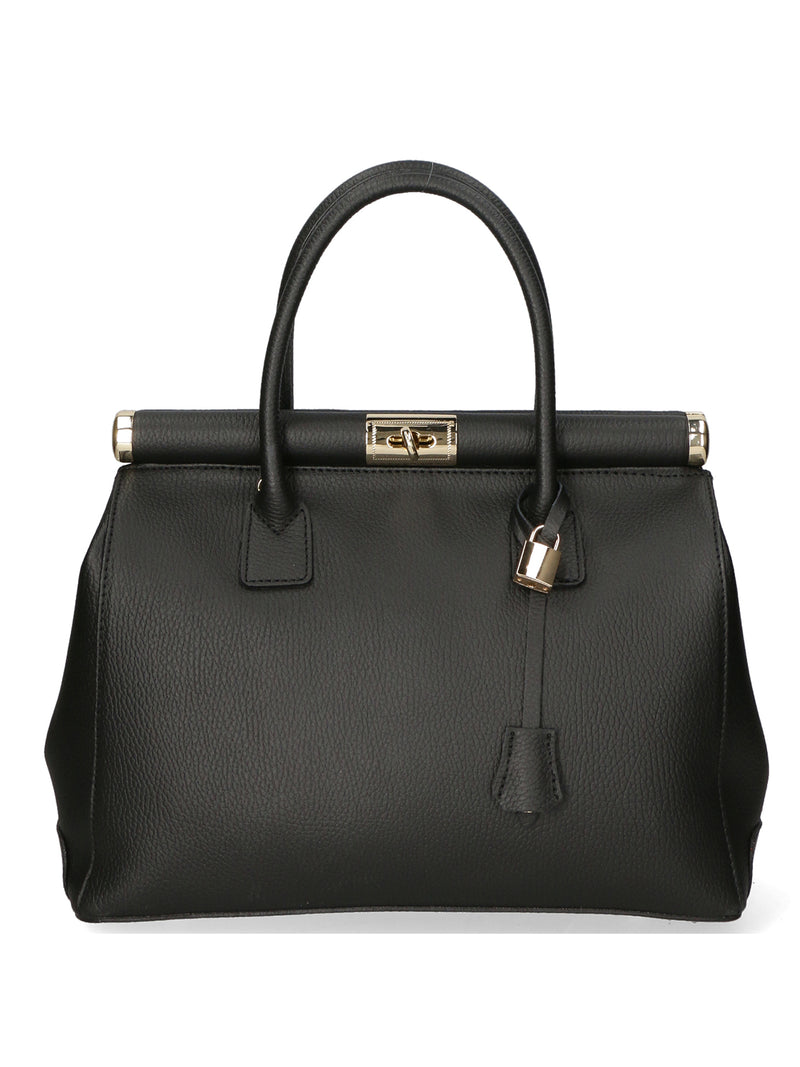 Aleria Borsa a Mano Vera pelle in Vera Pelle Nero