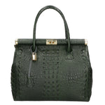 Deborah Borsa a mano da donna Pelle Croco Stampata 7727-C14 VERDE SCURO Gave Lux