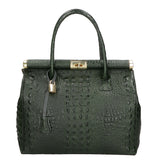 Deborah Borsa a mano da donna Pelle Croco Stampata 7727-C14 VERDE SCURO Gave Lux