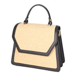 Borsa a mano da donna Pelle e Paglia X12-P218 NERO Roberta Rossi