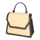 Borsa a mano da donna Pelle e Paglia X12-P218 NERO Roberta Rossi