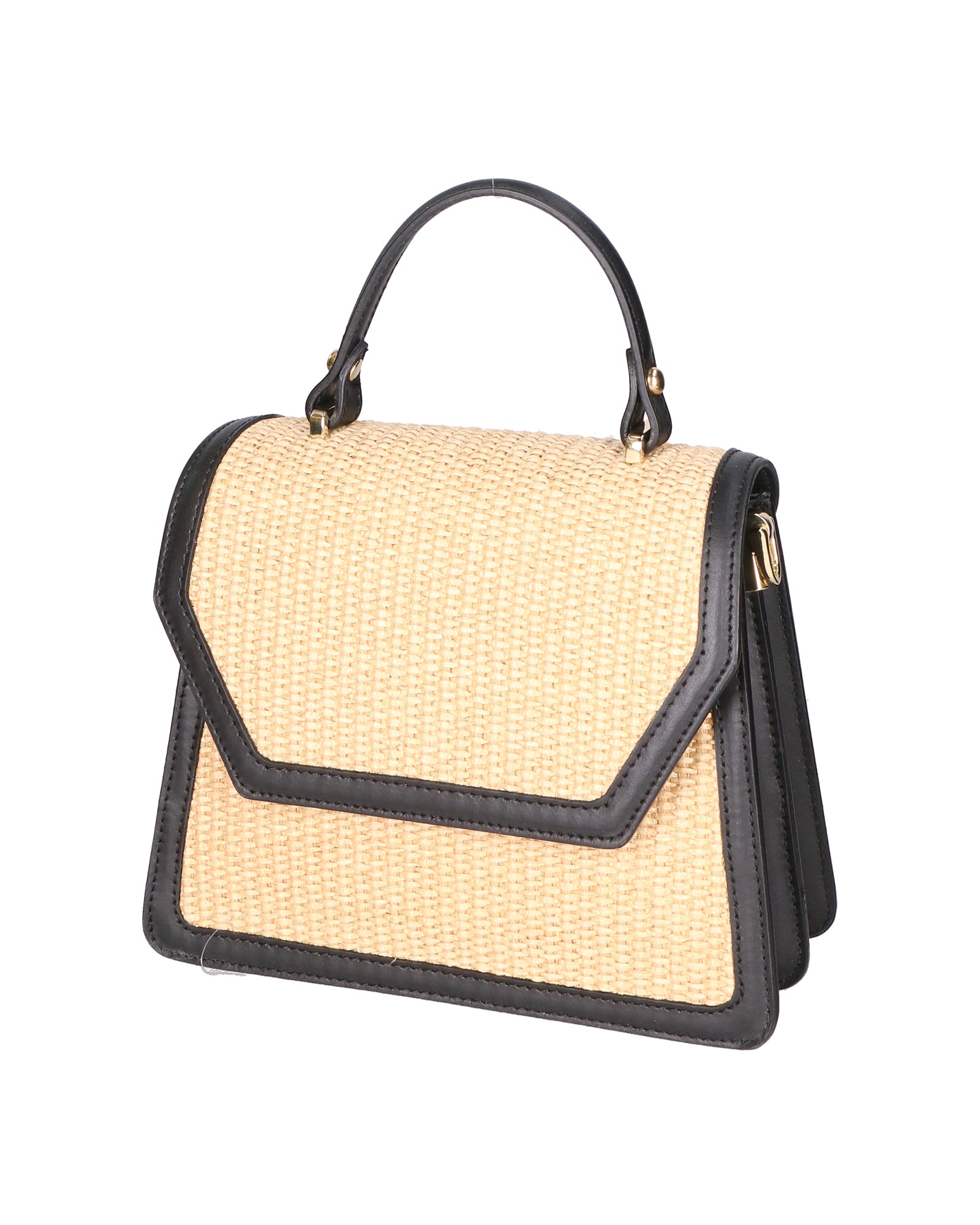 Borsa a mano da donna Pelle e Paglia X12-P218 NERO Roberta Rossi