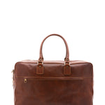 Borsa da viaggio unisex vera pelle 100% cotone 4562-MARRONE Alessia Firenze