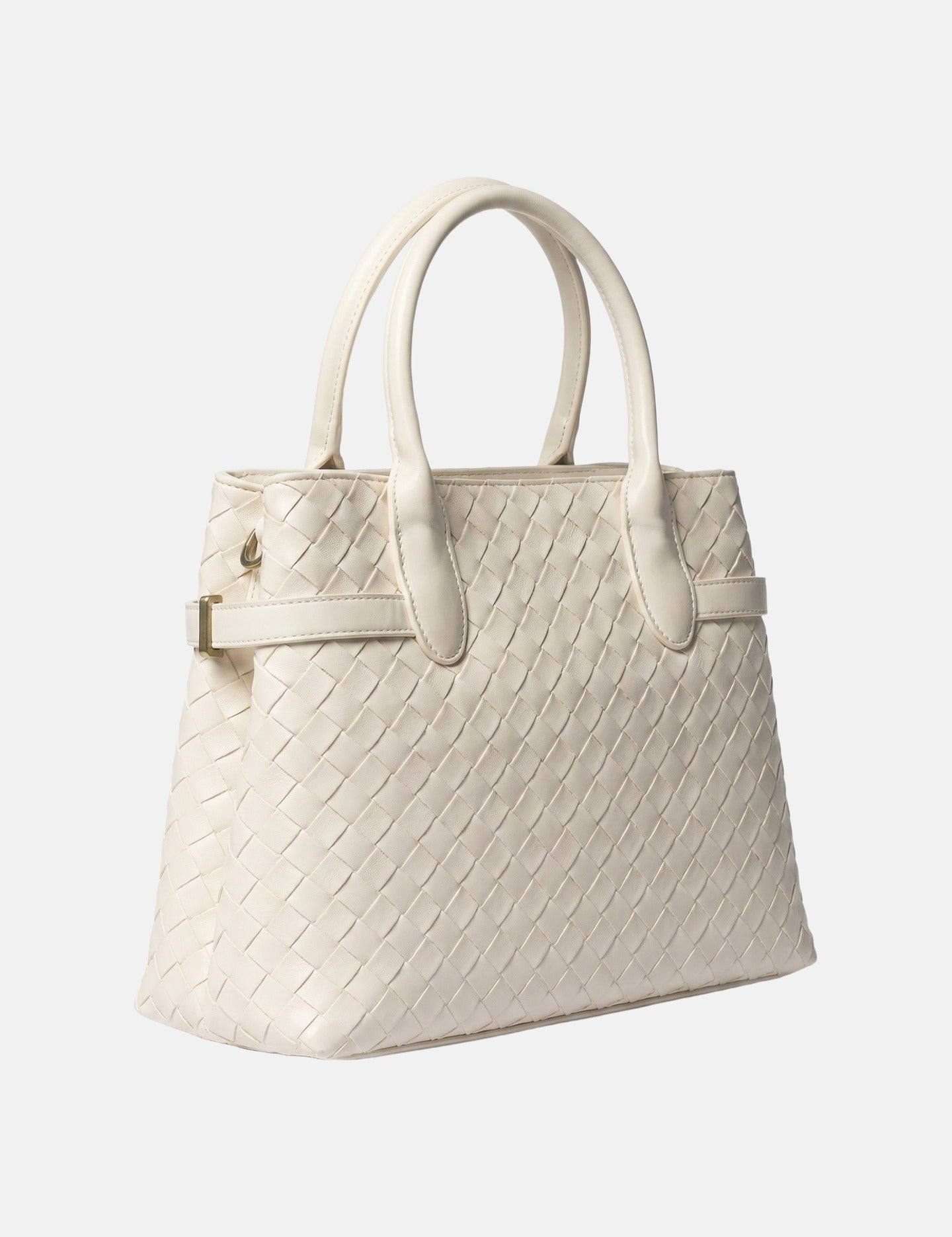 Borsa a Mano in Pelle Vegana Panna