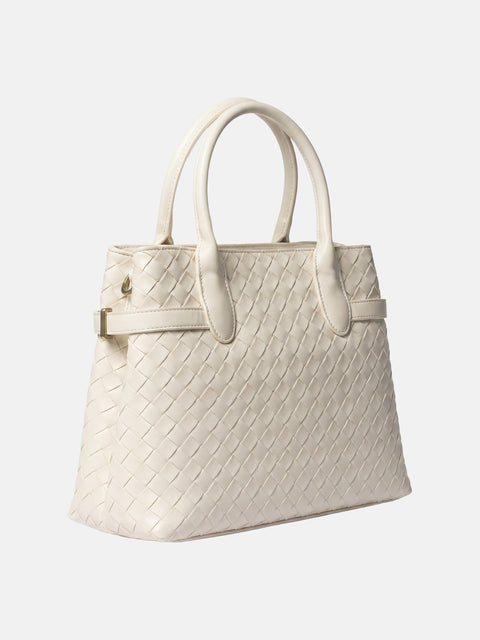 Borsa a Mano in Pelle Vegana Panna