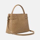 Borsa a Mano in Pelle Vegana Marrone Scuro