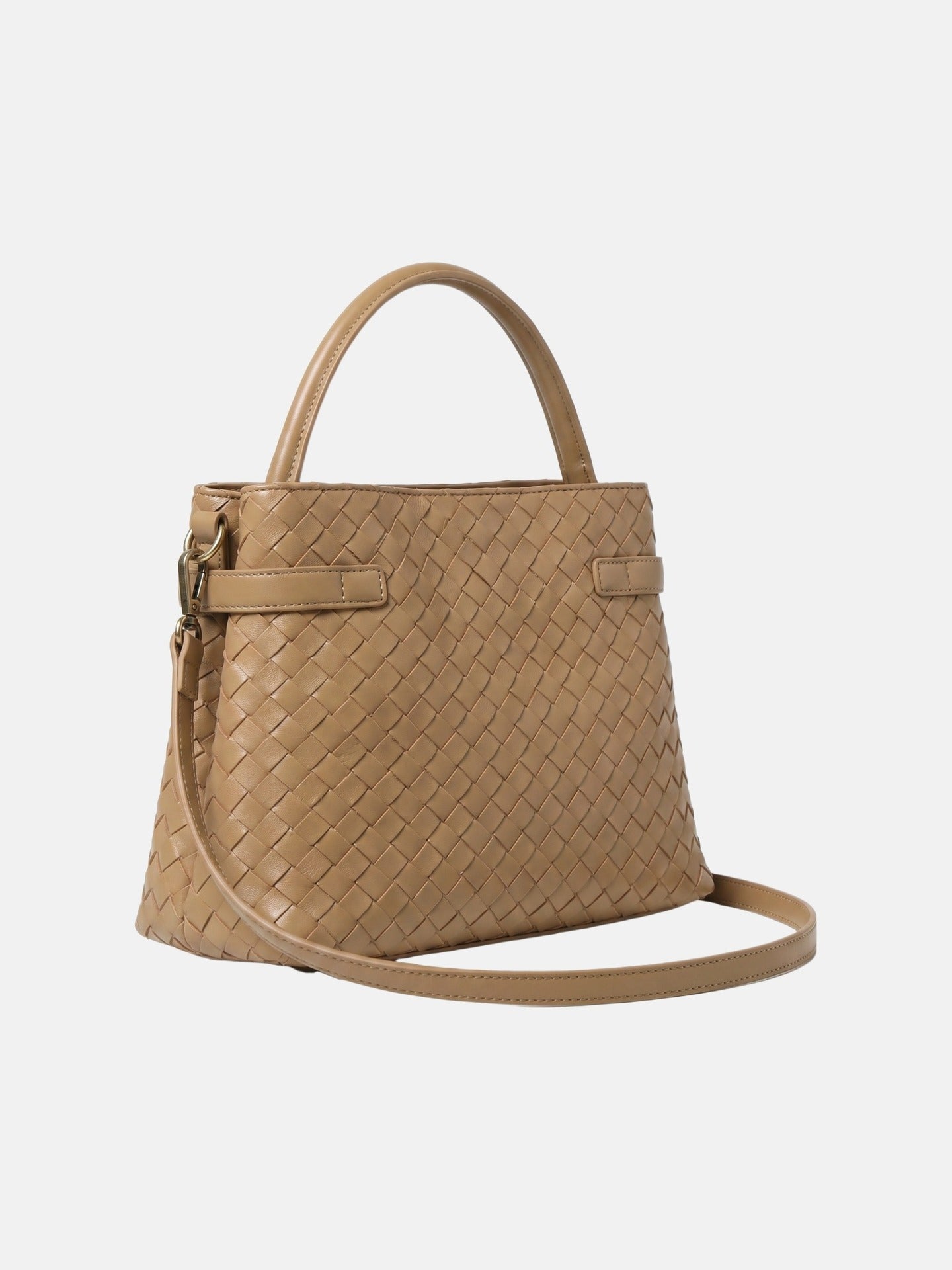Borsa a Mano in Pelle Vegana Marrone Scuro