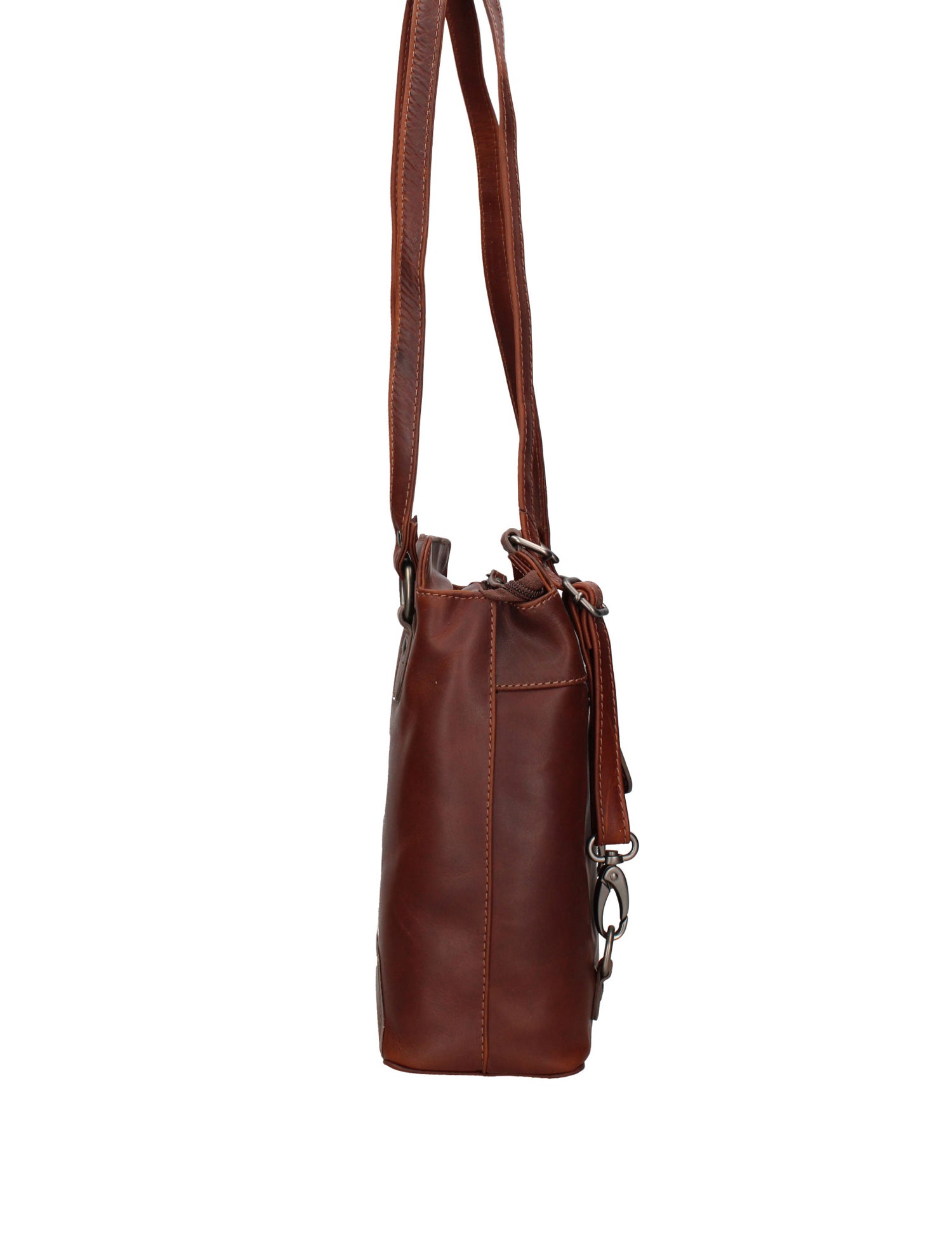 Borsa a Spalla Convertibile in Zaino in Vera Pelle Beige