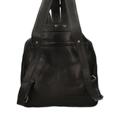 Borsa a Mano Convertibile in Zaino in Vera Pelle Nero