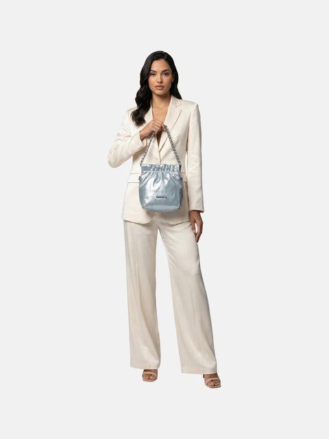 Borsa a Spalla in Pelle Vegana Azzurro