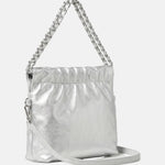 Borsa a Spalla in Pelle Vegana Argento