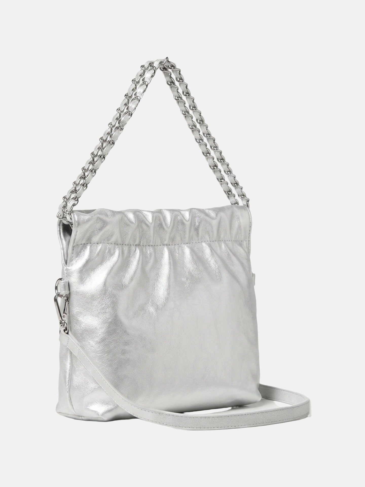 Borsa a Spalla in Pelle Vegana Argento