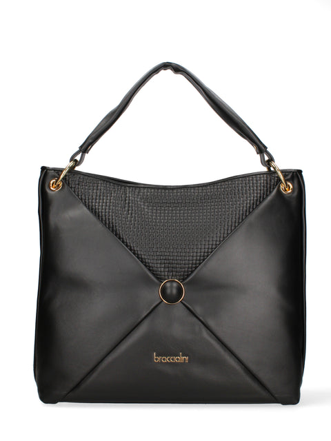 Aeliana Chic Borsa a spalla da donna 100% pelle B17204-NERO