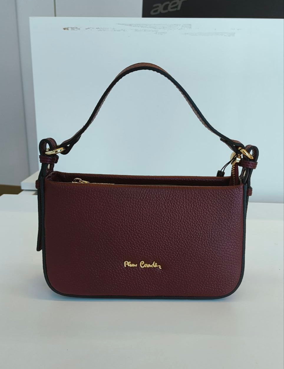 Borsa a Mano in Vera Pelle Bordeaux
