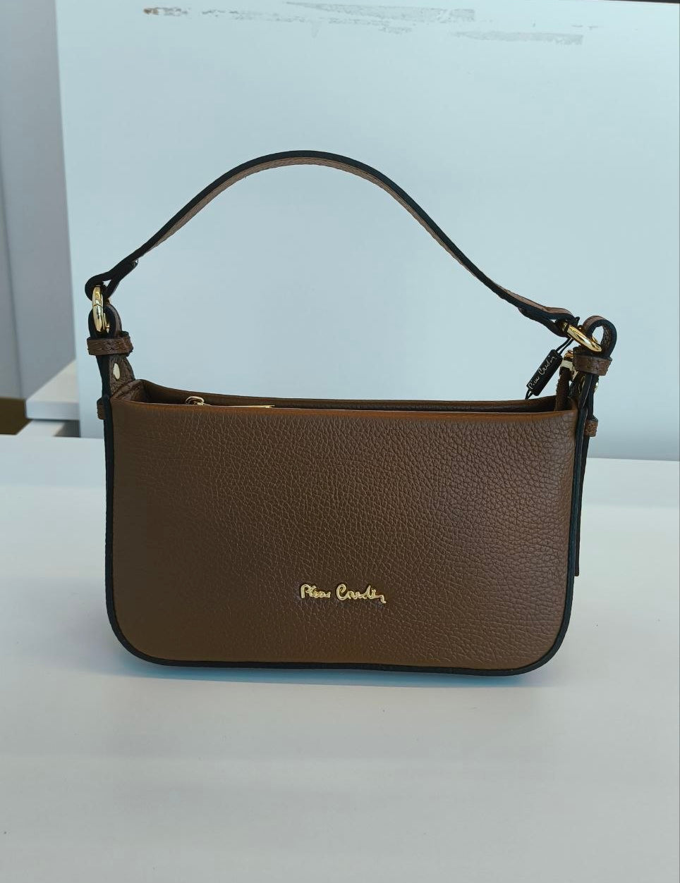 Borsa a Mano in Vera Pelle Beige Scuro