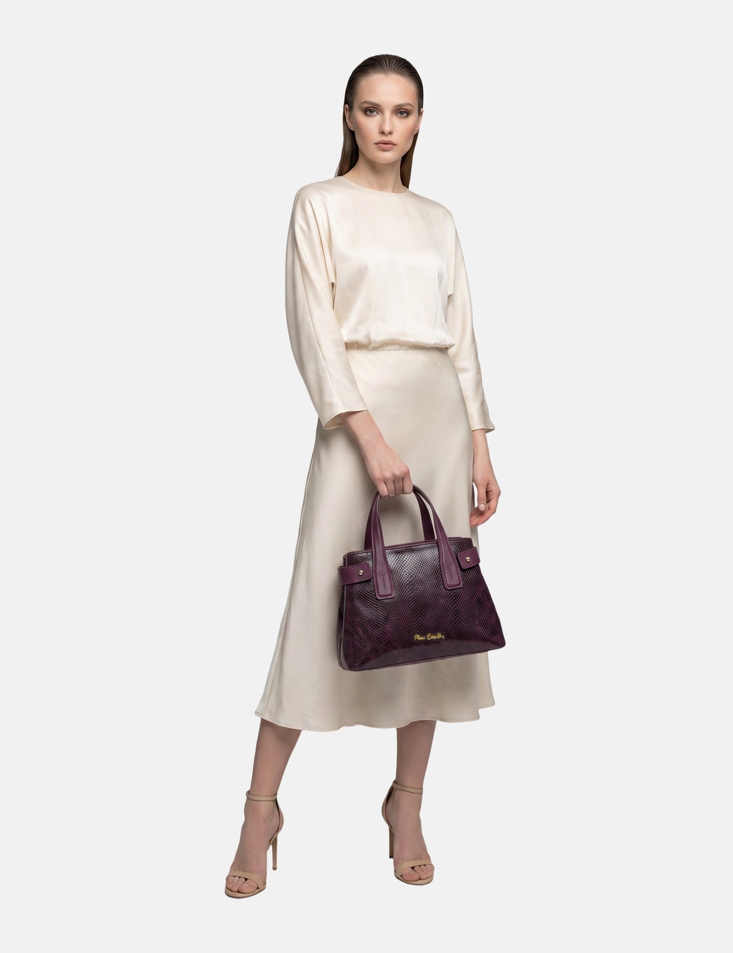 Borsa a Mano in Vera Pelle Bordeaux