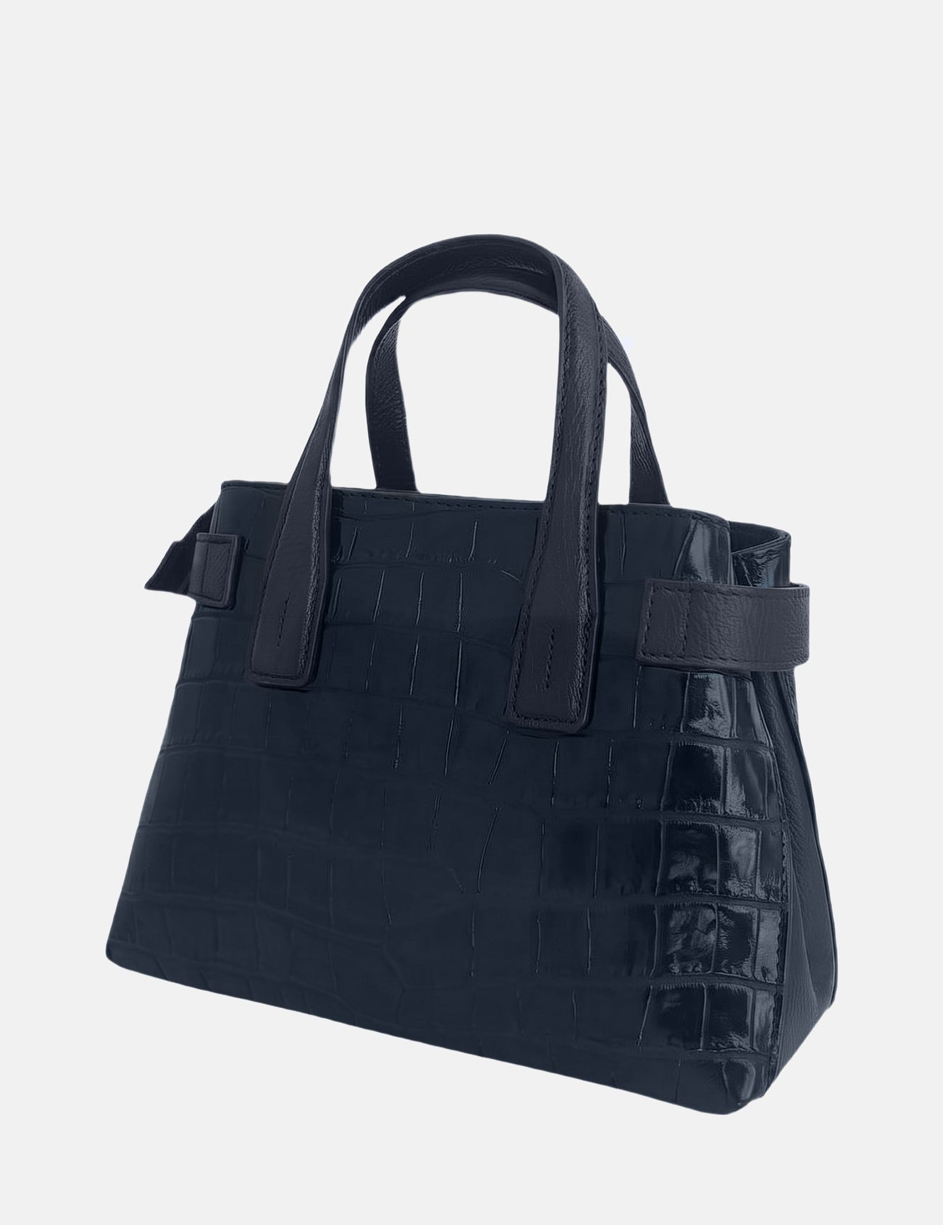 Borsa a Mano in Vera Pelle Blu Scuro