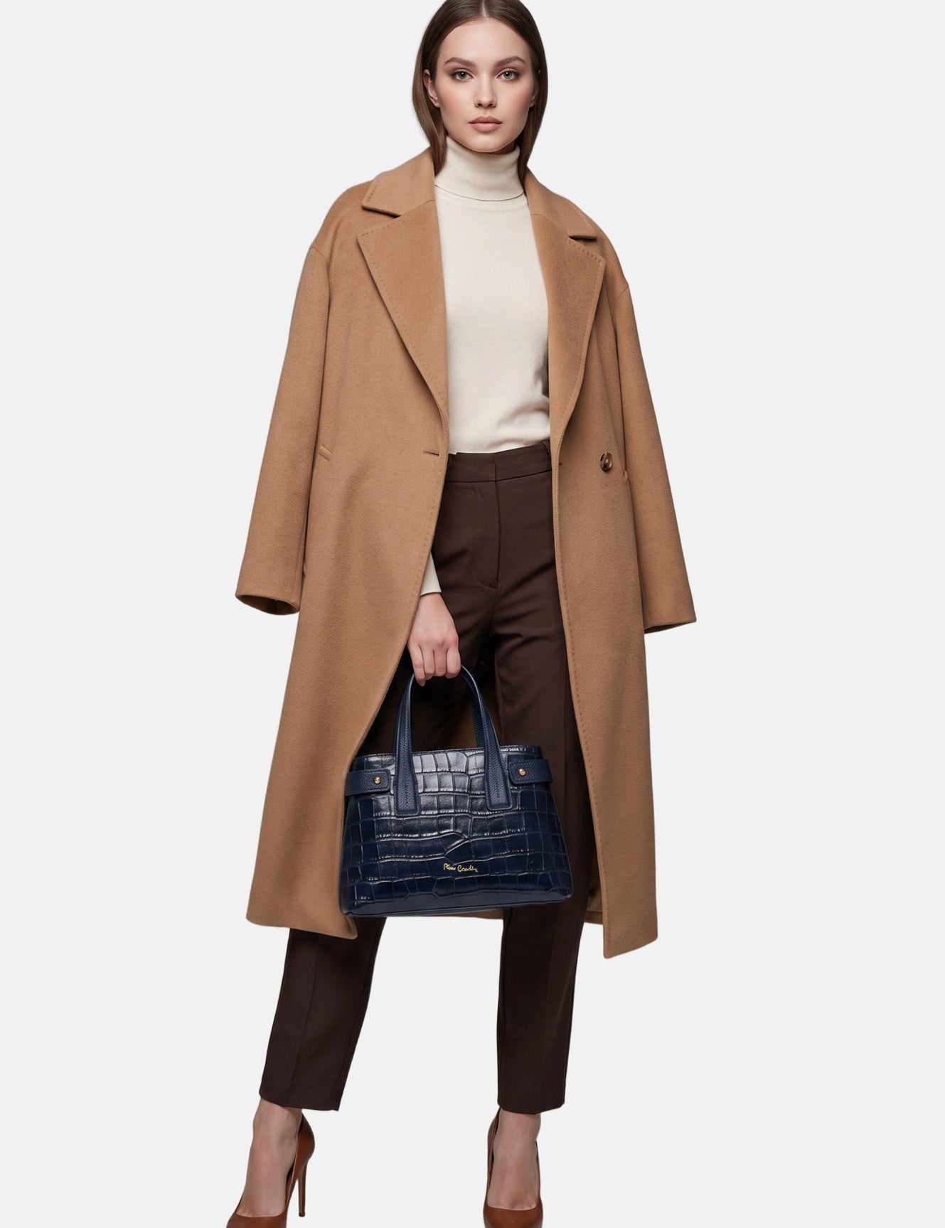 Borsa a Mano in Vera Pelle Blu Scuro