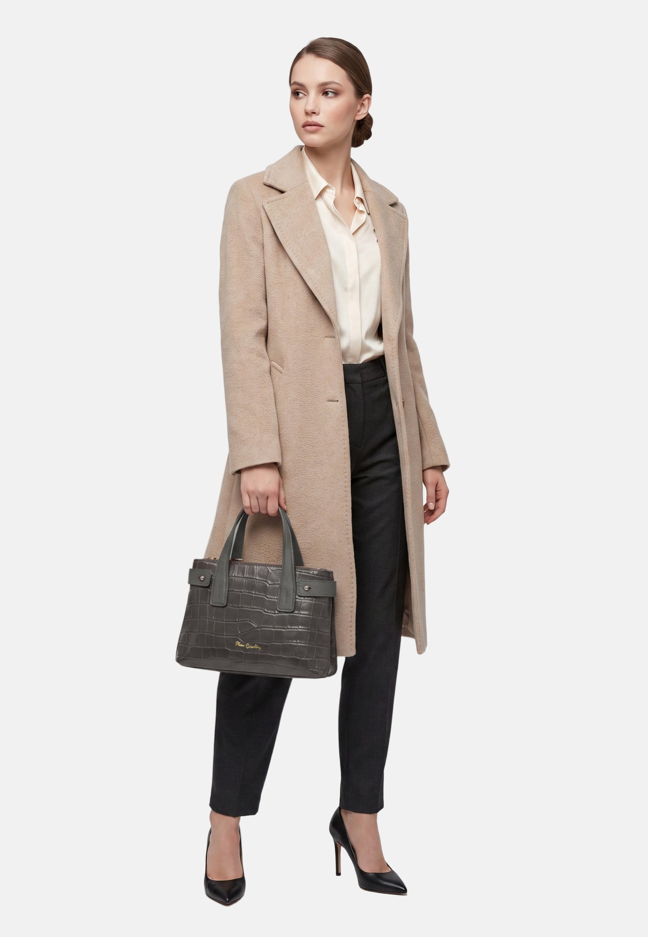 Borsa a Mano in Vera Pelle Beige Scuro