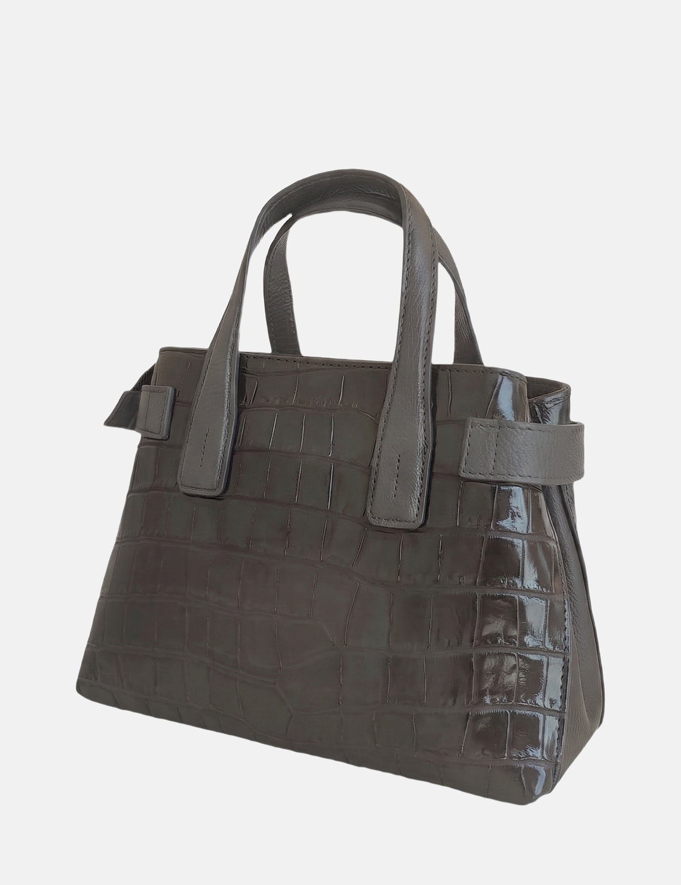 Borsa a Mano in Vera Pelle Beige Scuro