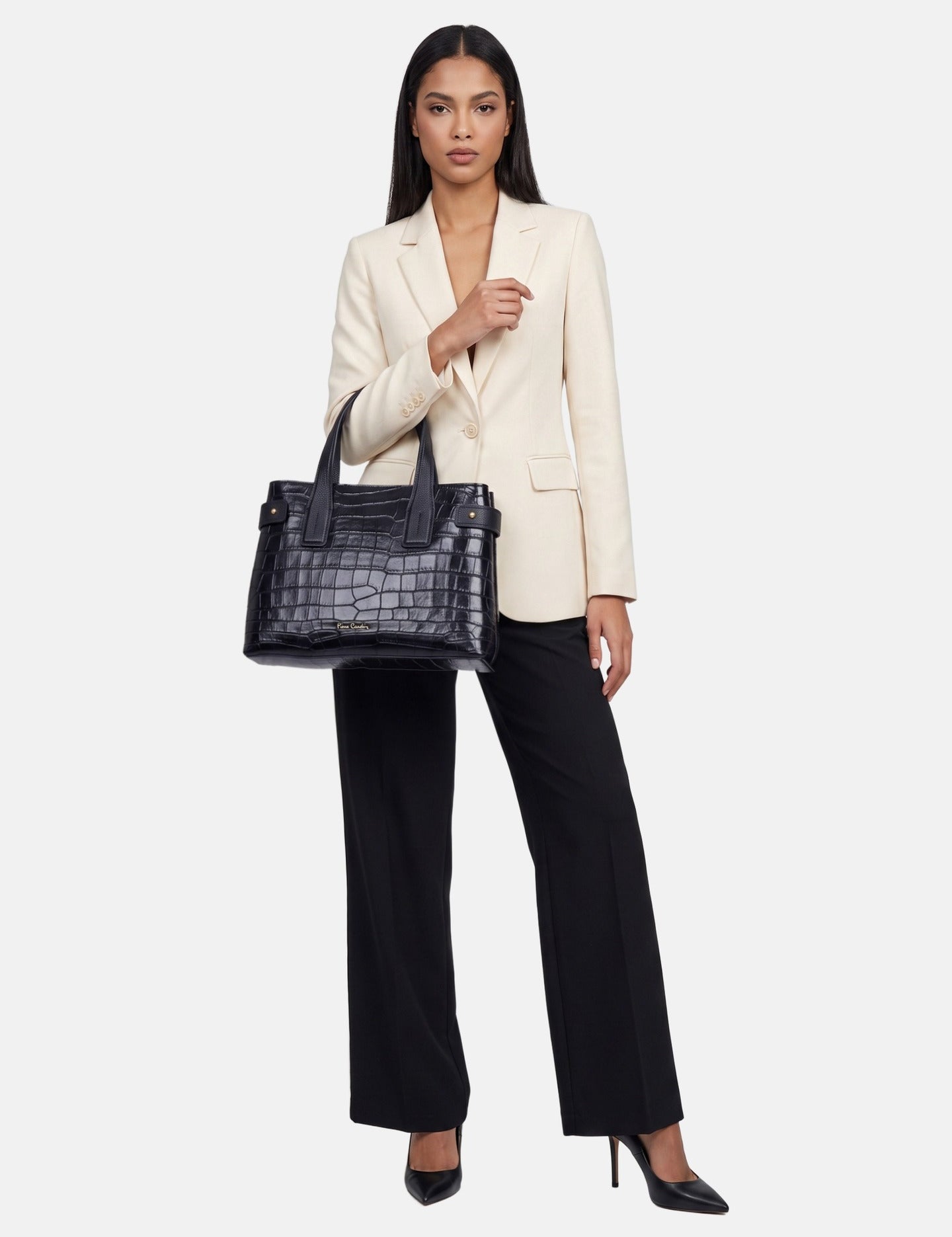 Borsa a Mano in Vera Pelle Blu Scuro