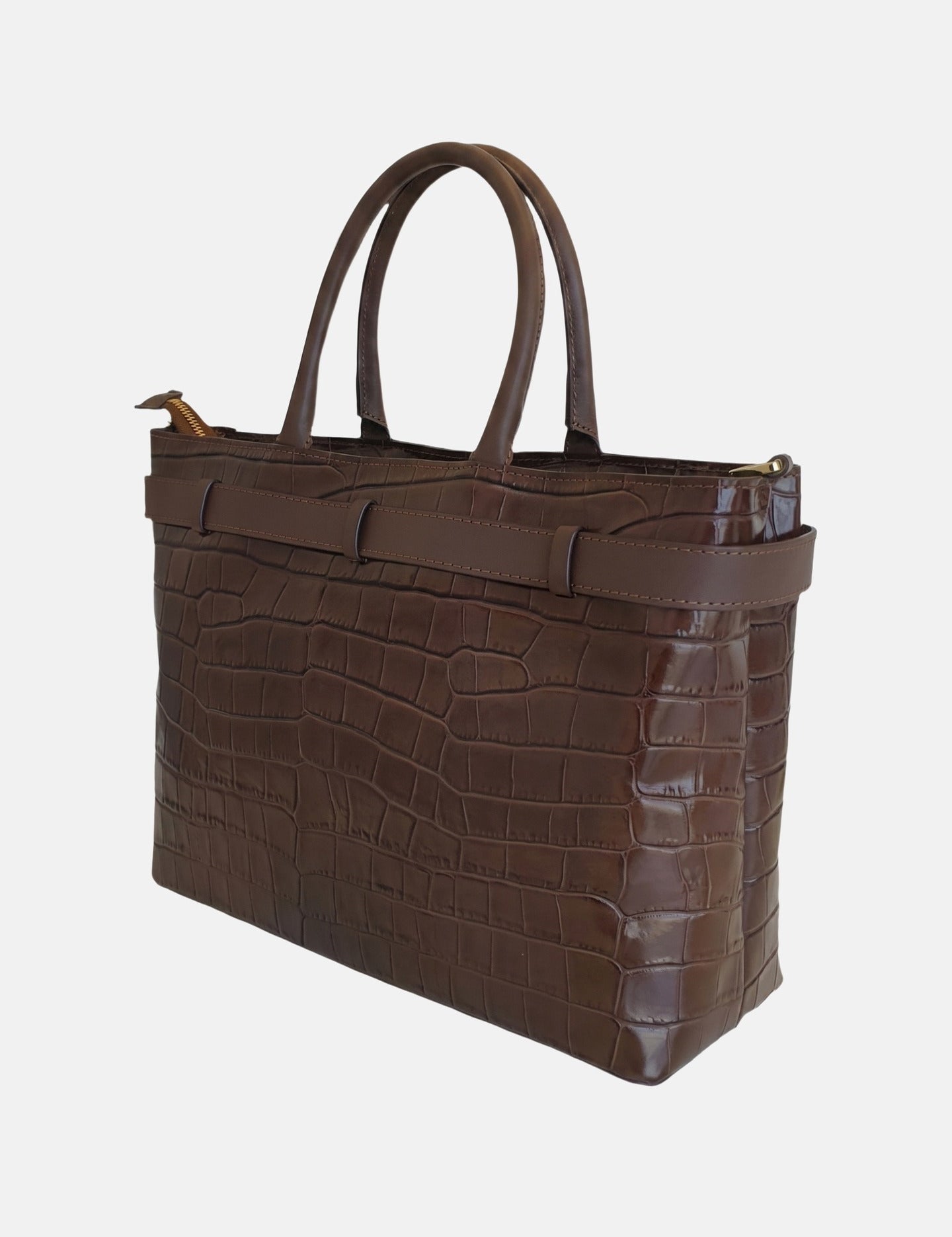 Borsa a Mano in Vera Pelle Marrone