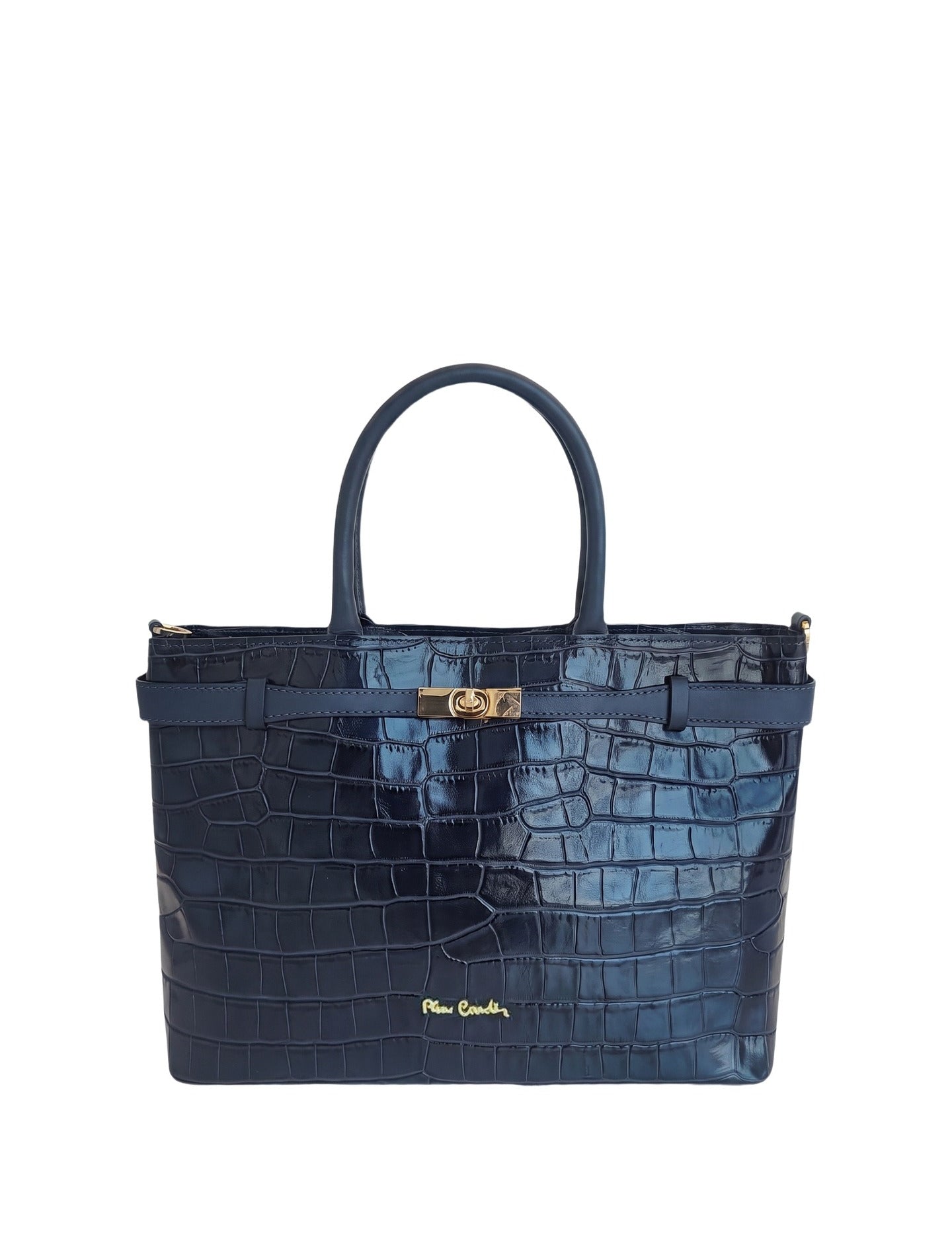 Borsa a Mano in Vera Pelle Blu Scuro