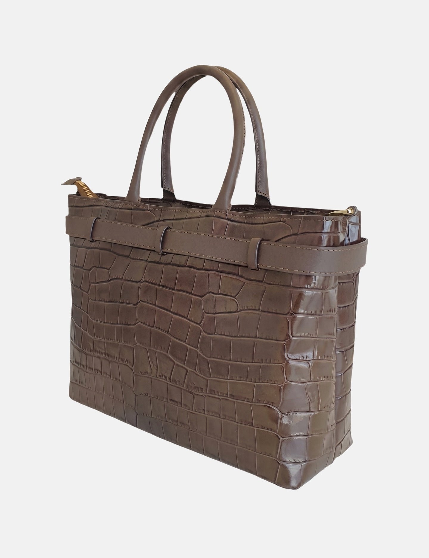 Borsa a Mano in Vera Pelle Beige Scuro