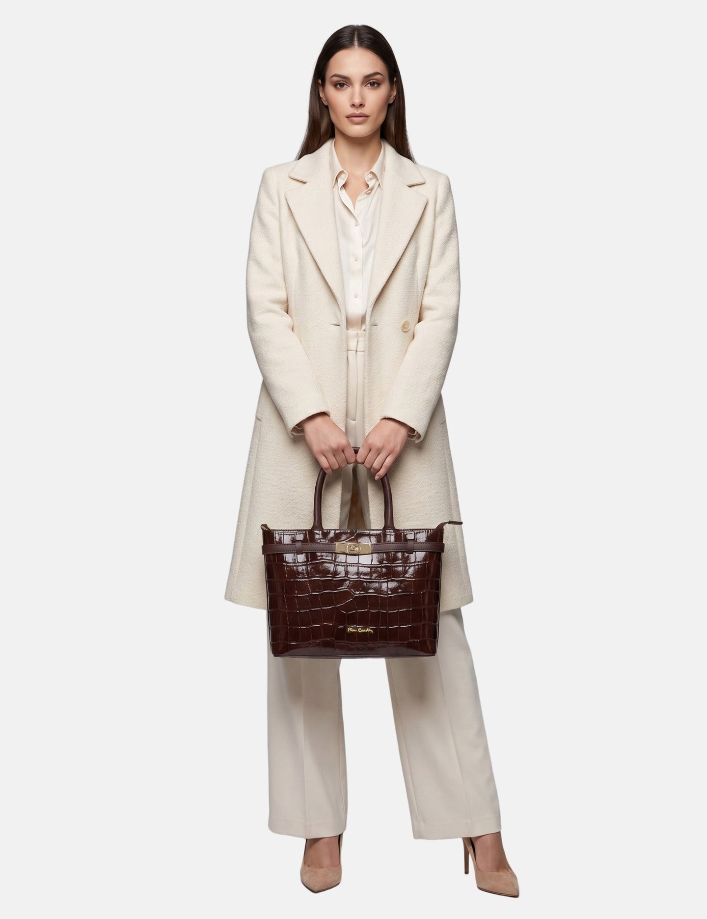 Borsa a Mano in Vera Pelle Marrone