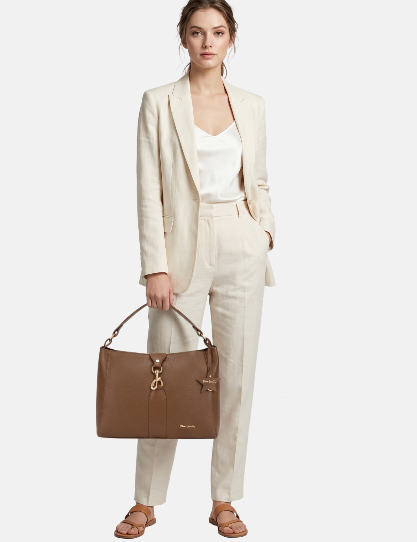 Borsa a Mano in Vera Pelle Cognac