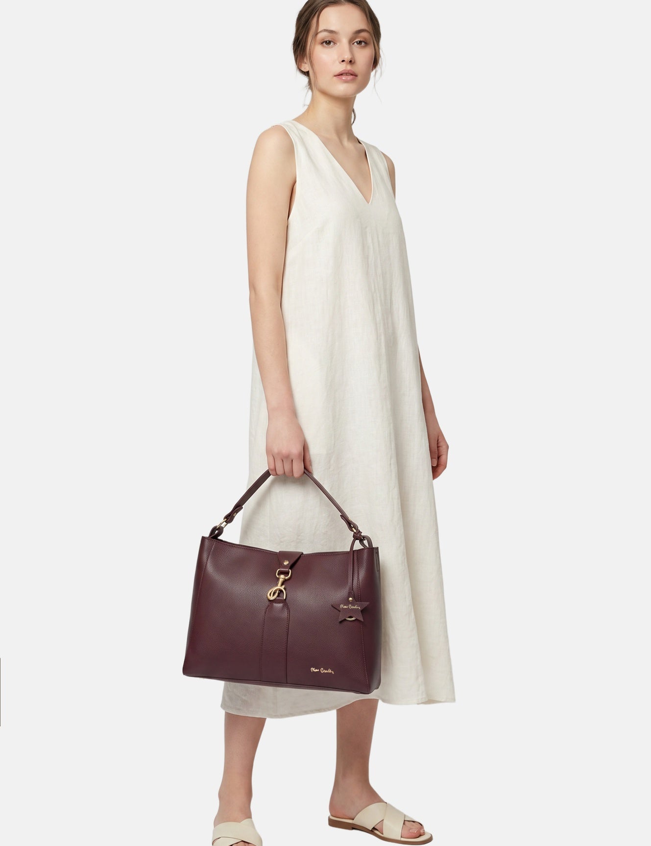 Borsa a Mano in Vera Pelle Bordeaux
