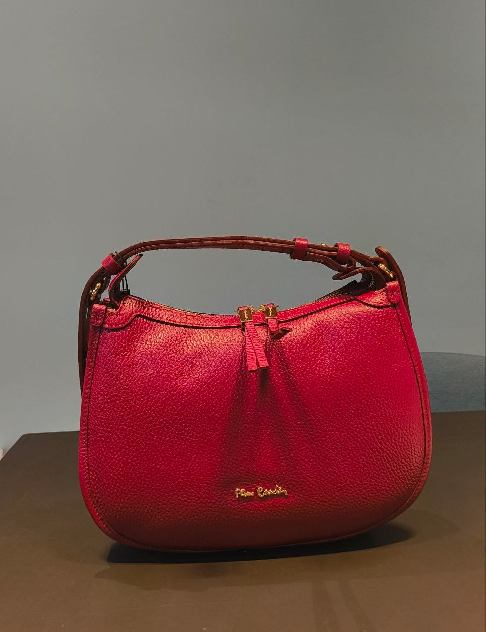 Borsa a Mano in Vera Pelle Rosso Scuro