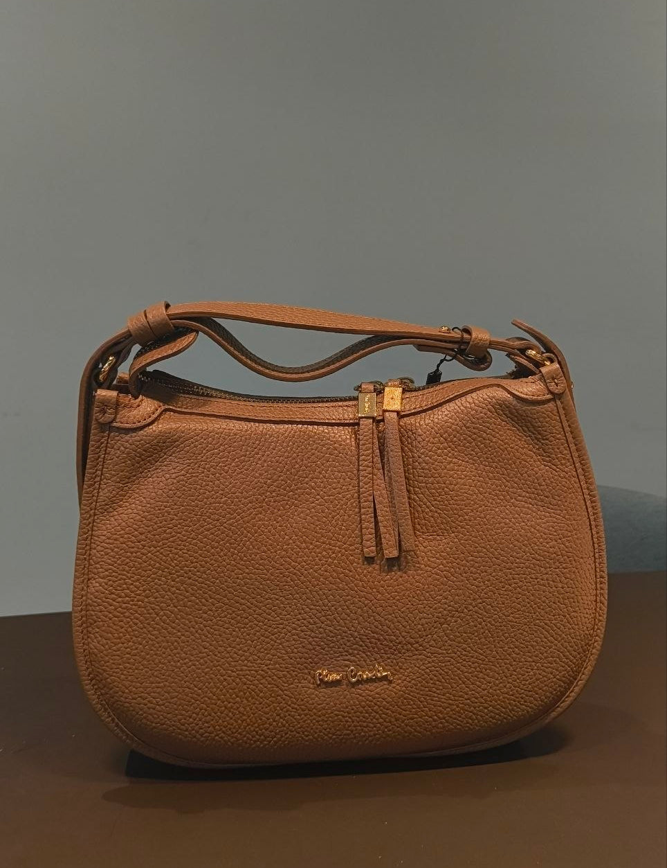 Borsa a Mano in Vera Pelle Beige Scuro